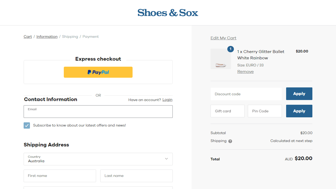 How to apply Shoes & Sox coupon code